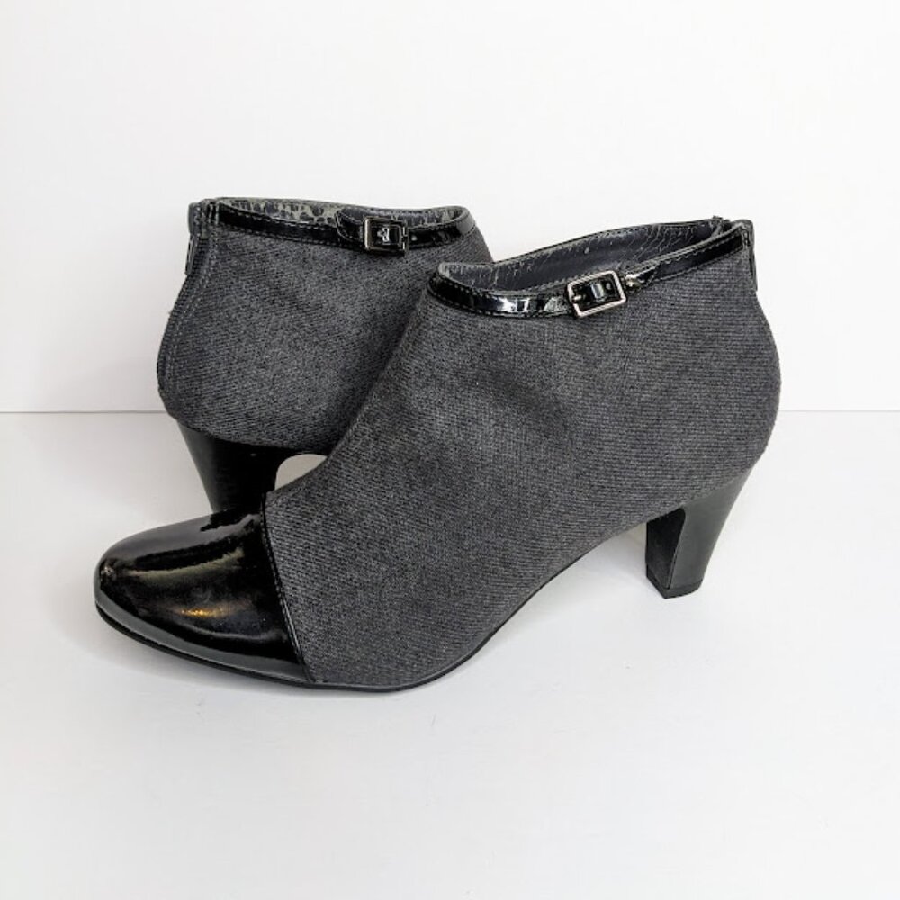 Naturalizer Gray Tweed Ankle Boot Womens 8W Nicole Office Chic Bootie
